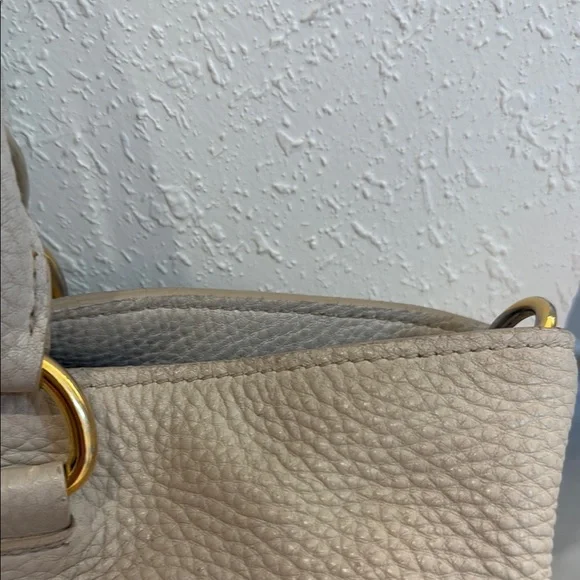 Prada Beige Leather Tote with Gold Accents, and long handle strap - Picture 10 of 16